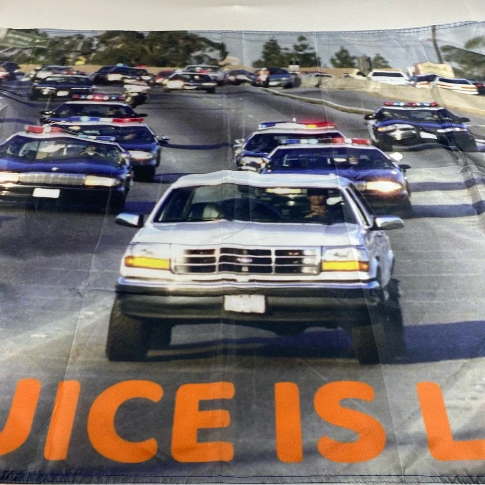 The juice is loose OJ chase fabric banner 34